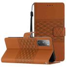 For Samsung Galaxy S20 FE Diamond Embossed Skin Feel Leather Phone Case with Lanyard(Brown) - 1