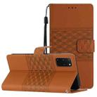 For Samsung Galaxy S20+ Diamond Embossed Skin Feel Leather Phone Case with Lanyard(Brown) - 1