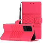 For Samsung Galaxy S20 Ultra Diamond Embossed Skin Feel Leather Phone Case with Lanyard(Red) - 1