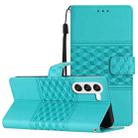For Samsung Galaxy S23 5G Diamond Embossed Skin Feel Leather Phone Case with Lanyard(Blue) - 1