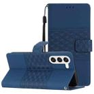 For Samsung Galaxy S23 5G Diamond Embossed Skin Feel Leather Phone Case with Lanyard(Dark Blue) - 1