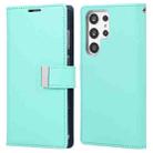 For Samsung Galaxy S23 Ultra 5G GOOSPERY RICH DIARY Crazy Horse Texture Leather Phone Case(Mint Green) - 1