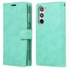 For Samsung Galaxy S23+ 5G GOOSPERY MANSOOR DIARY 9 Card Slots Leather Phone Case(Mint Green) - 1