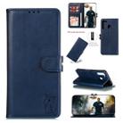 For Galaxy A21 Embossed Happy Cat Pattern Horizontal Flip Leather Case with Holder & Card Slots & Wallet(Blue) - 1