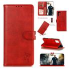 For Galaxy A51 Embossed Happy Cat Pattern Horizontal Flip Leather Case with Holder & Card Slots & Wallet(Red) - 1