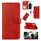 For Xiaomi Redmi Note 8T Embossed Happy Cat Pattern Horizontal Flip Leather Case with Holder & Card Slots & Wallet(Red) - 1