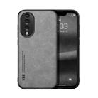 For Honor 80 Skin Feel Magnetic Leather Back Phone Case(Light Grey) - 1