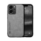 For Honor 80 SE Skin Feel Magnetic Leather Back Phone Case(Light Grey) - 1