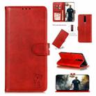 For OPPO F11 Embossed Happy Cat Pattern Horizontal Flip Leather Case with Holder & Card Slots & Wallet(Red) - 1