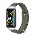 For Huawei Band 7 / 7 NFC MIJOBS CS Marine Silicone Breathable Watch Band(Khaki Green Silver) - 1