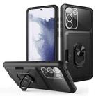 For Samsung Galaxy S23 Ultra 5G Card Ring Holder Shockproof Phone Case(Black) - 1