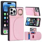 For iPhone 14 Pro Litchi Texture Card Bag Phone Case(Pink) - 1