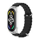 For Xiaomi Mi Band 6 / 5 / 4 / 3 MIJOBS CS Marine Silicone Breathable Watch Band(Black Silver) - 1