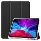 For iPad Pro 12.9 inch (2020) Three-folding Horizontal Flip PU Leather + Clear TPU Back Cover Tablet Case with Sleep / Wake-up Function & Holder & Pen Slot(Black) - 1