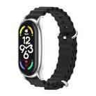 For Xiaomi Mi Band 6 / 5 / 4 / 3 MIJOBS PLUS Marine Silicone Breathable Watch Band(Black Silver) - 1