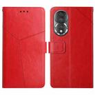 For Honor 80 HT01 Y-shaped Pattern Flip Leather Phone Case(Red) - 1