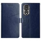 For Honor 80 HT01 Y-shaped Pattern Flip Leather Phone Case(Blue) - 1