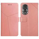 For Honor 80 HT01 Y-shaped Pattern Flip Leather Phone Case(Pink) - 1