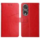 For Honor 80 Pro HT01 Y-shaped Pattern Flip Leather Phone Case(Red) - 1