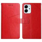 For Honor 80 SE HT01 Y-shaped Pattern Flip Leather Phone Case(Red) - 1