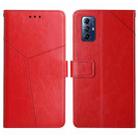 For Motorola Moto G Play 2023 HT01 Y-shaped Pattern Flip Leather Phone Case(Red) - 1