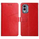 For Nokia X30 HT01 Y-shaped Pattern Flip Leather Phone Case(Red) - 1