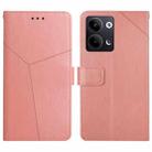 For OPPO Reno9 / Reno9 Pro HT01 Y-shaped Pattern Flip Leather Phone Case(Pink) - 1