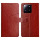 For Xiaomi 13 Pro HT01 Y-shaped Pattern Flip Leather Phone Case(Brown) - 1