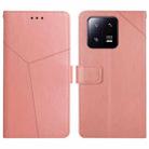For Xiaomi 13 Pro HT01 Y-shaped Pattern Flip Leather Phone Case(Pink) - 1
