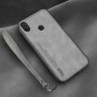 For Huawei Enjoy 9 Plus Lamba Skin Feel Leather Back Phone Case with Strap(Space Grey) - 1