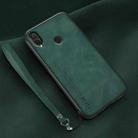 For Huawei Enjoy 9 Plus Lamba Skin Feel Leather Back Phone Case with Strap(Deep Green) - 1