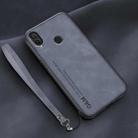 For Huawei Enjoy 9 Plus Lamba Skin Feel Leather Back Phone Case with Strap(Blue) - 1