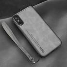 For Huawei Enjoy 10e Lamba Skin Feel Leather Back Phone Case with Strap(Space Grey) - 1