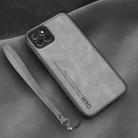 For Huawei Enjoy 20 Lamba Skin Feel Leather Back Phone Case with Strap(Space Grey) - 1