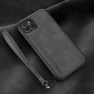 For Huawei Enjoy 20 Lamba Skin Feel Leather Back Phone Case with Strap(Dark Grey) - 1