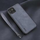 For Huawei Enjoy 20 Lamba Skin Feel Leather Back Phone Case with Strap(Blue) - 1