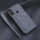 For Huawei Enjoy 20e Lamba Skin Feel Leather Back Phone Case with Strap(Blue) - 1