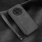 For Huawei Enjoy 20 Plus Lamba Skin Feel Leather Back Phone Case with Strap(Dark Grey) - 1