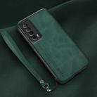 For Huawei Enjoy 20 SE Lamba Skin Feel Leather Back Phone Case with Strap(Deep Green) - 1