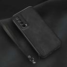 For Huawei Enjoy 20 SE Lamba Skin Feel Leather Back Phone Case with Strap(Black) - 1
