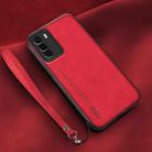 For Huawei Enjoy 30e Lamba Skin Feel Leather Back Phone Case with Strap(Red) - 1