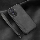 For Huawei Enjoy 50 4G Lamba Skin Feel Leather Back Phone Case with Strap(Dark Grey) - 1