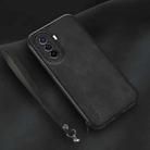 For Huawei Enjoy 50 4G Lamba Skin Feel Leather Back Phone Case with Strap(Black) - 1
