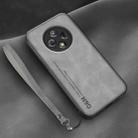 For Huawei Enjoy 50 Plus Lamba Skin Feel Leather Back Phone Case with Strap(Space Grey) - 1