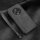 For Huawei Enjoy 50 Plus Lamba Skin Feel Leather Back Phone Case with Strap(Dark Grey) - 1