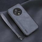 For Huawei Enjoy 50 Plus Lamba Skin Feel Leather Back Phone Case with Strap(Blue) - 1