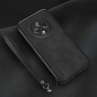 For Huawei Enjoy 50 Plus Lamba Skin Feel Leather Back Phone Case with Strap(Black) - 1