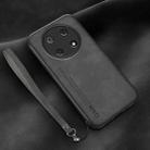 For Huawei Enjoy 50 Pro Lamba Skin Feel Leather Back Phone Case with Strap(Dark Grey) - 1