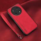 For Huawei Enjoy 50 Pro Lamba Skin Feel Leather Back Phone Case with Strap(Red) - 1