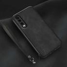 For Huawei P30 Lamba Skin Feel Leather Back Phone Case with Strap(Black) - 1